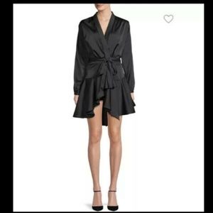 NEW ! FEW MODA Asymmetric Kimono Wrap Dress Black Size XS
